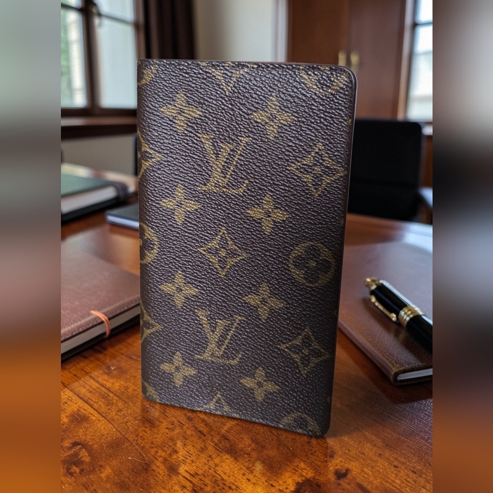 Authentic Louis Vuitton Monogram Canvas Travel Wallet Or Checkbook Holder